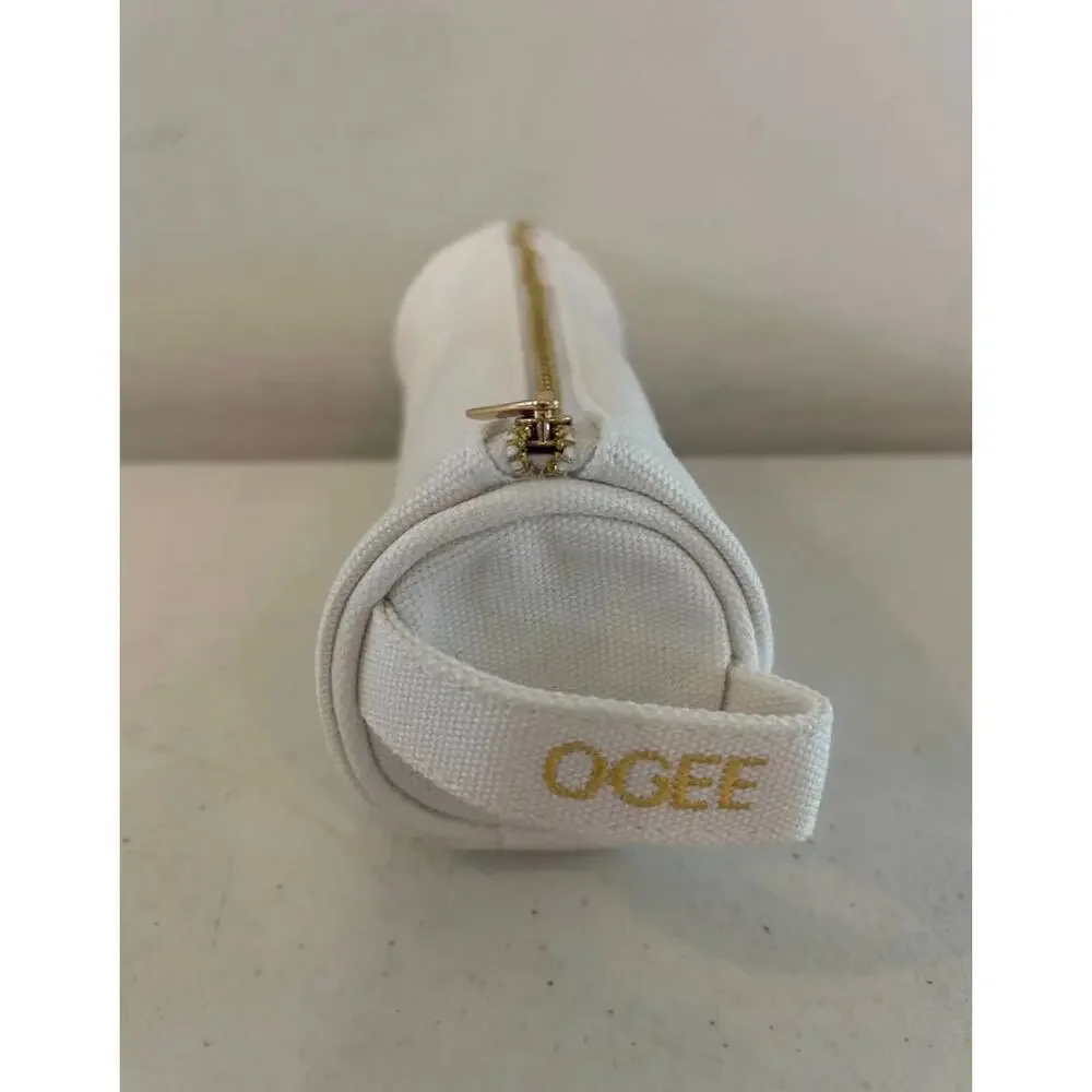 OGEE NWOT White Pencil Brush Case Cosmetics Makeup Bag Zippered with Handle - Picture 2 of 10